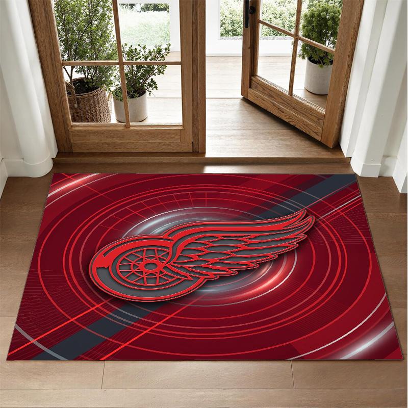 Detroit Red Wings Design Crystal Velvet Rug Soft Decorative Mat for Bedroom Entrance
