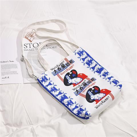

Vintage Rabbit Women Canvas Messenger Bag Large Capacity Student Girl Shoulder Bags Ladies Reusable Shopping Bag Tote Handbags