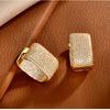 European Luxury Full Pavé Zircon Wide Hoop Earrings Gold Plated Statement Ear Buckles for Women