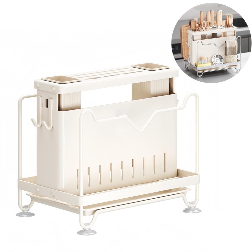 1 Stück Abtropfgestell für Küchenutensilien 27x18x23.7cm Aufbewahrungshalter für Küchengeschirr Schneidebrett Besteck Aufbewahrungshalter für Küchenarbeitsplatte
