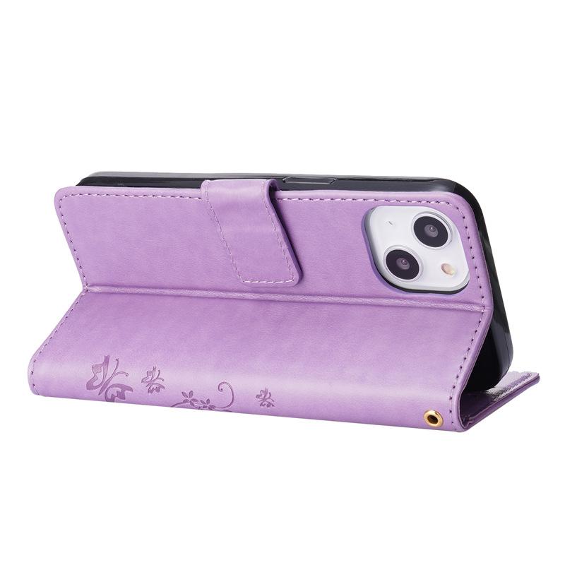 Applicable To Apple 1615ProMax14SE4 Clamshell Leather Case 1312 Butterfly Embossed Protective Case 78SE3 Mobile Phone Case