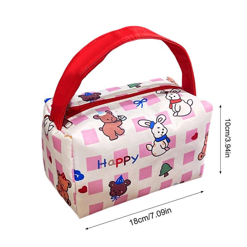 Cute Pink White Rabbit Handbag Cosmetic Bags Women Large Capacity Portable Travel Toiletry Storage Bags Makeup Pouch Girly Gifts