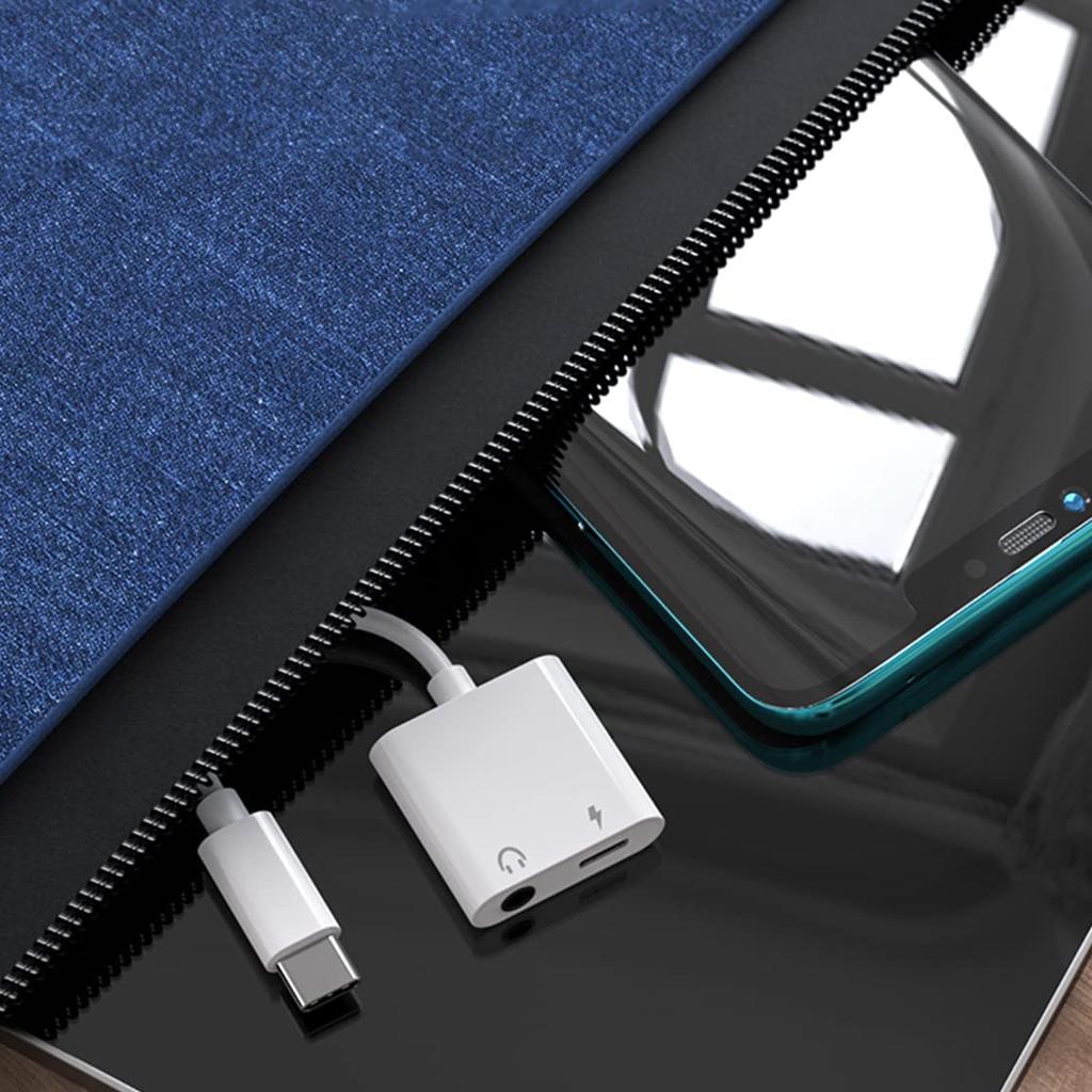 2v1 USB C sluchátkový a nabíjecí adaptér,Typ C na 3,5mm Aux Audio sluchátkový adaptér Dongle