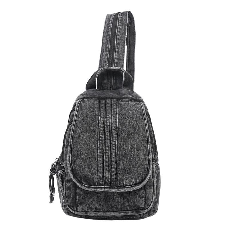 Retro Washed Denim Multifunctional Backpack - Large Capacity Crossbody and Shoulder Bag