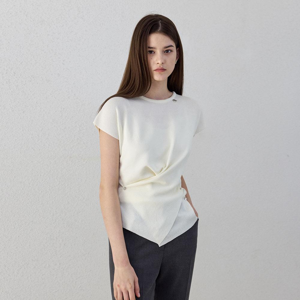 Hiikeu Cross Drape Knit_Lemon Cream