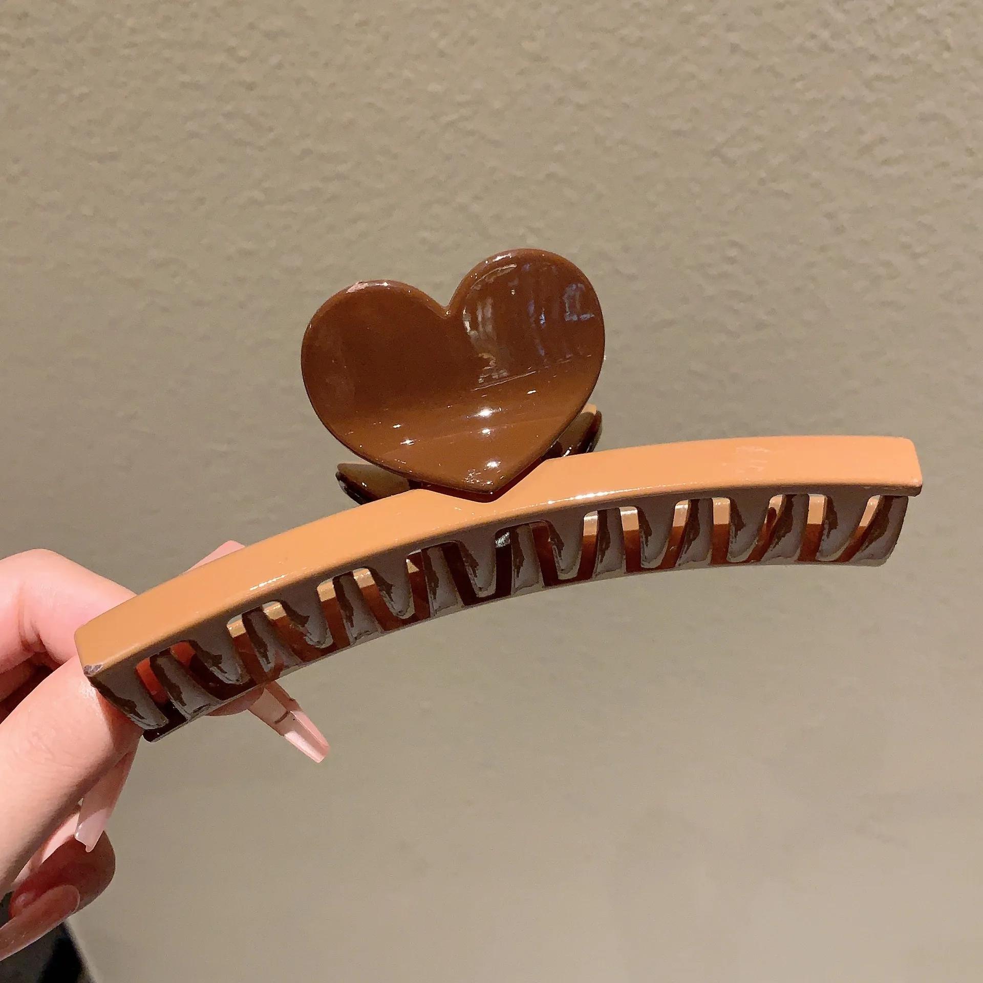 Простой Шик Дофаминовый Цвет Пластиковый Зажим-Краб для Волос Корейский Аллигатор 5.1  Захват Краб Акула Зажим Аксессуары для Густых Волос Головной Убор коричневый