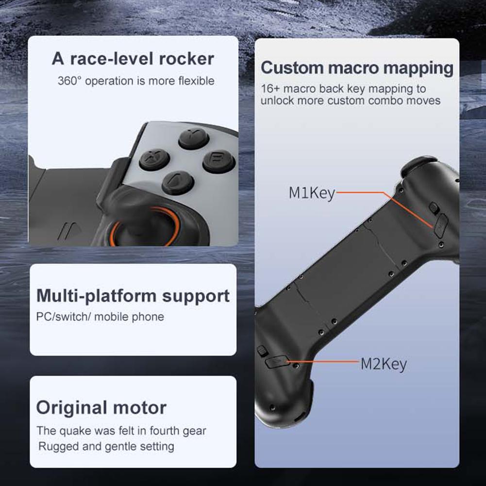 Cell Phone Gamepad Bluetooth-Compatible5.3 Macro Function Phone Game Controller for iPhone 15/14/13//iOS/Tablet/PC/Switch