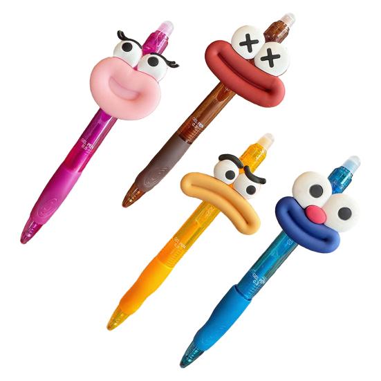 Cute Large Mouth Gel Pen Cartoon Ballpoint Pens Comfortable Grip Colorful Writing Pen for School Office Party