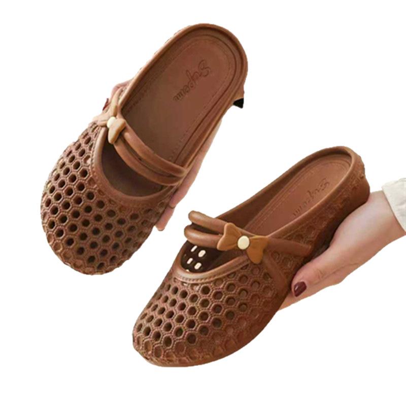 Schicke Pearl-Mesh-Slipper für den Sommer – Bequeme, rutschfeste geschlossene Commuter-Slipper für Damen für den Außenbereich