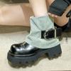 Women Punk Boots Buckle Design Shoes Chunky Motorcycle Boot Cool Street Y2K Platform Ankle Round Head Casual Outdoor Shoe Female