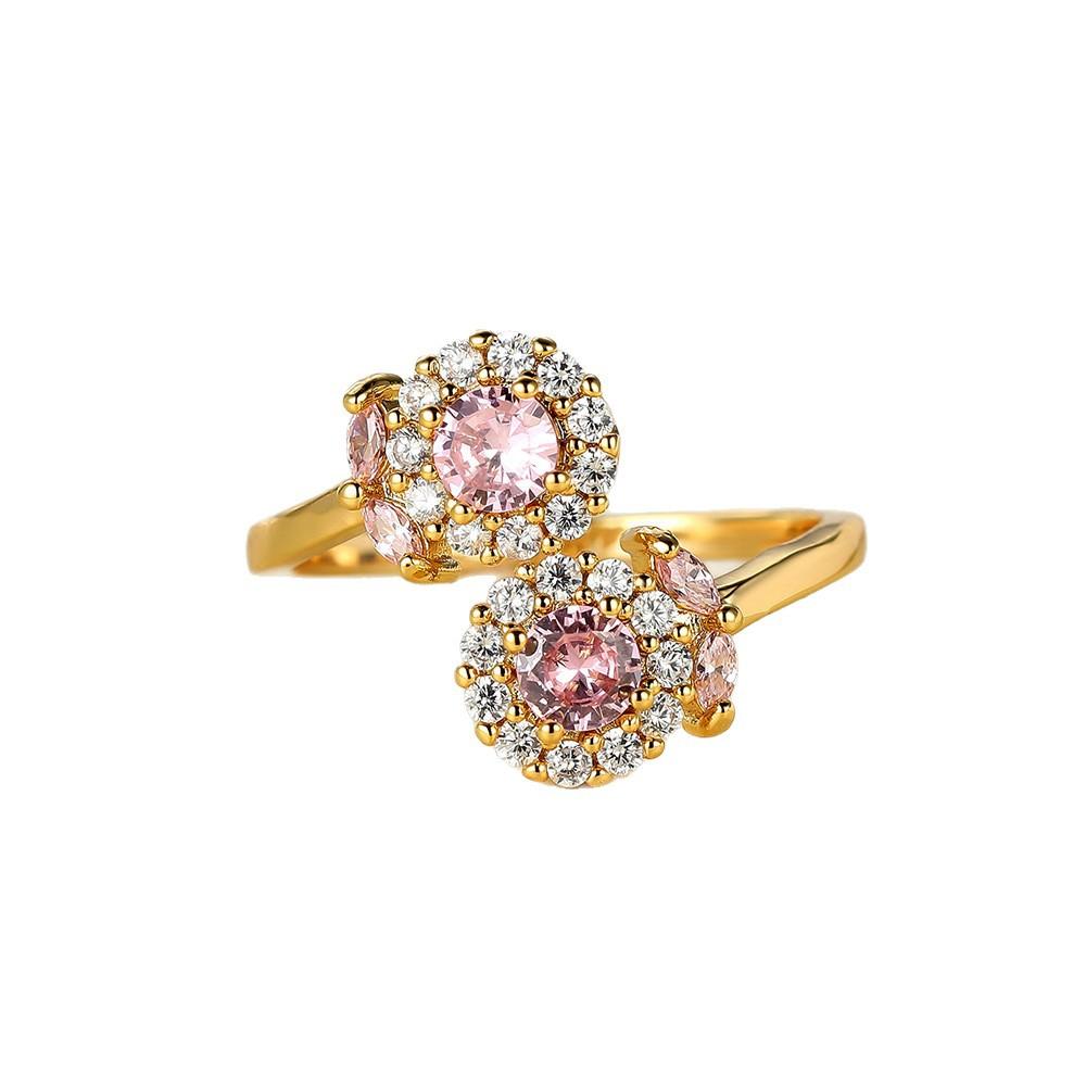 Silver Ring with Shiny Bling Garnet Ruby Flower Shaped Gemstone Adjustable Ring for Women Jewelry Christmas Gifts