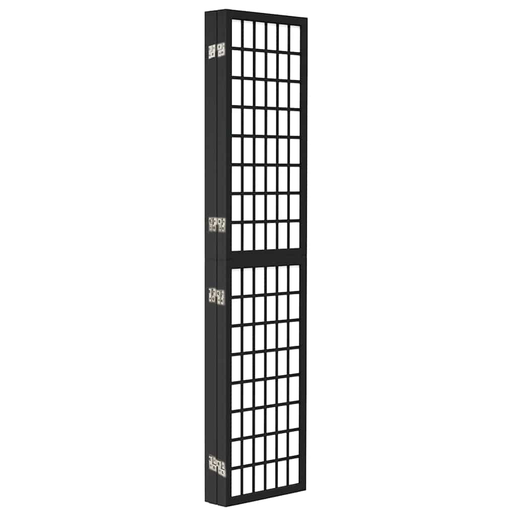 5 Piece Folding Screen Japanese Style 200 X 170 Cm Black
