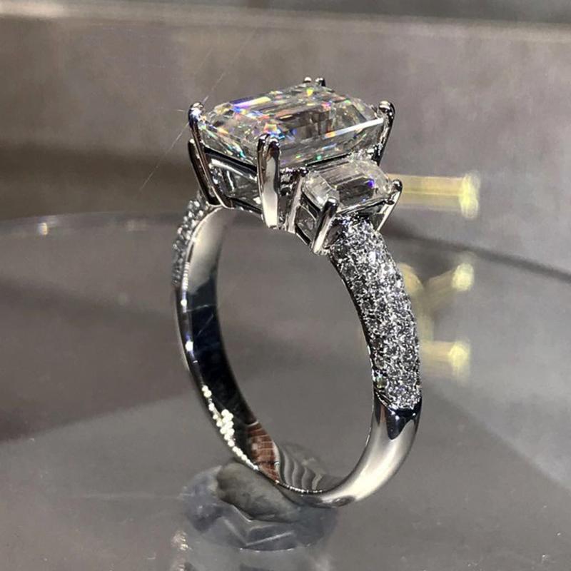 Inele noi, cu triplu cristal, cu zirconiu cubic, pentru femei, temperament, ceremonie de nuntă, petrecere, inel de deget, bijuterii la modă