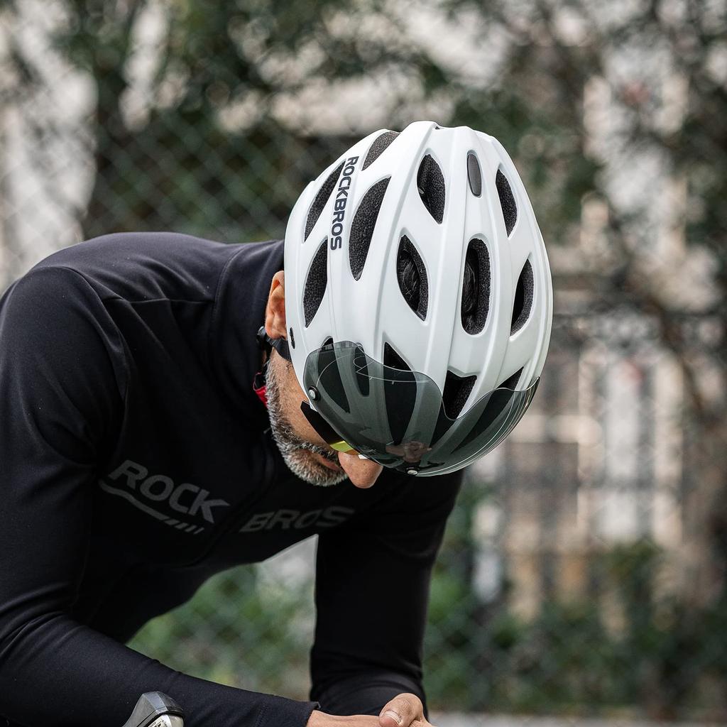 ROCKBROS Adult Road Bike CE Highly with Magnetic Goggles and Adjustable for Men and Women Helmet, Certified, Ultra-Lightweight, Sturdy, Breathable,