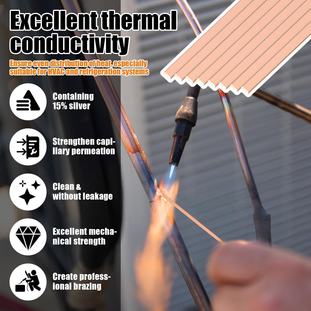20/50 Stück Silber-Phosphor-Kupfer-Lötdraht Flache Schweißstange BCuP-5 Lötdraht Flache Schweißstange für Kupferreparaturwerkzeuge