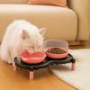 High Foot Cat Double Bowl Stable Pet Neck Protection Bowl Colorful Pet Feeder  for Drinking Feeding