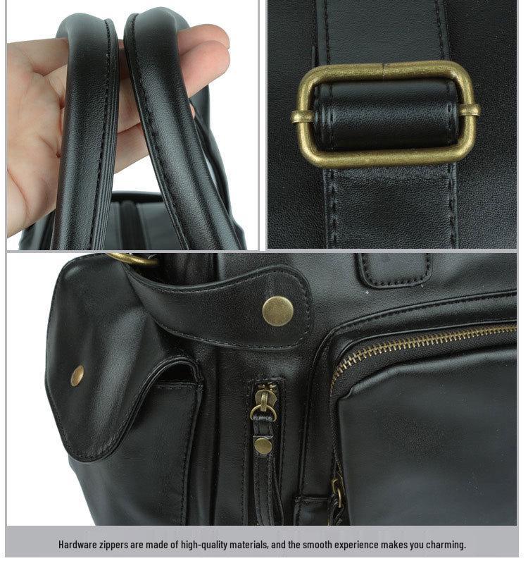 Men's Korean Style PU Leather Crossbody & Shoulder Bag - Large Capacity Travel Handbag