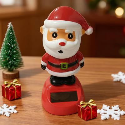 Dashboard Decor Solar Powered Christmas Figurines Dancing Santa Claus Car Decor for Home Office Party Shelf Indoor Desktop Table