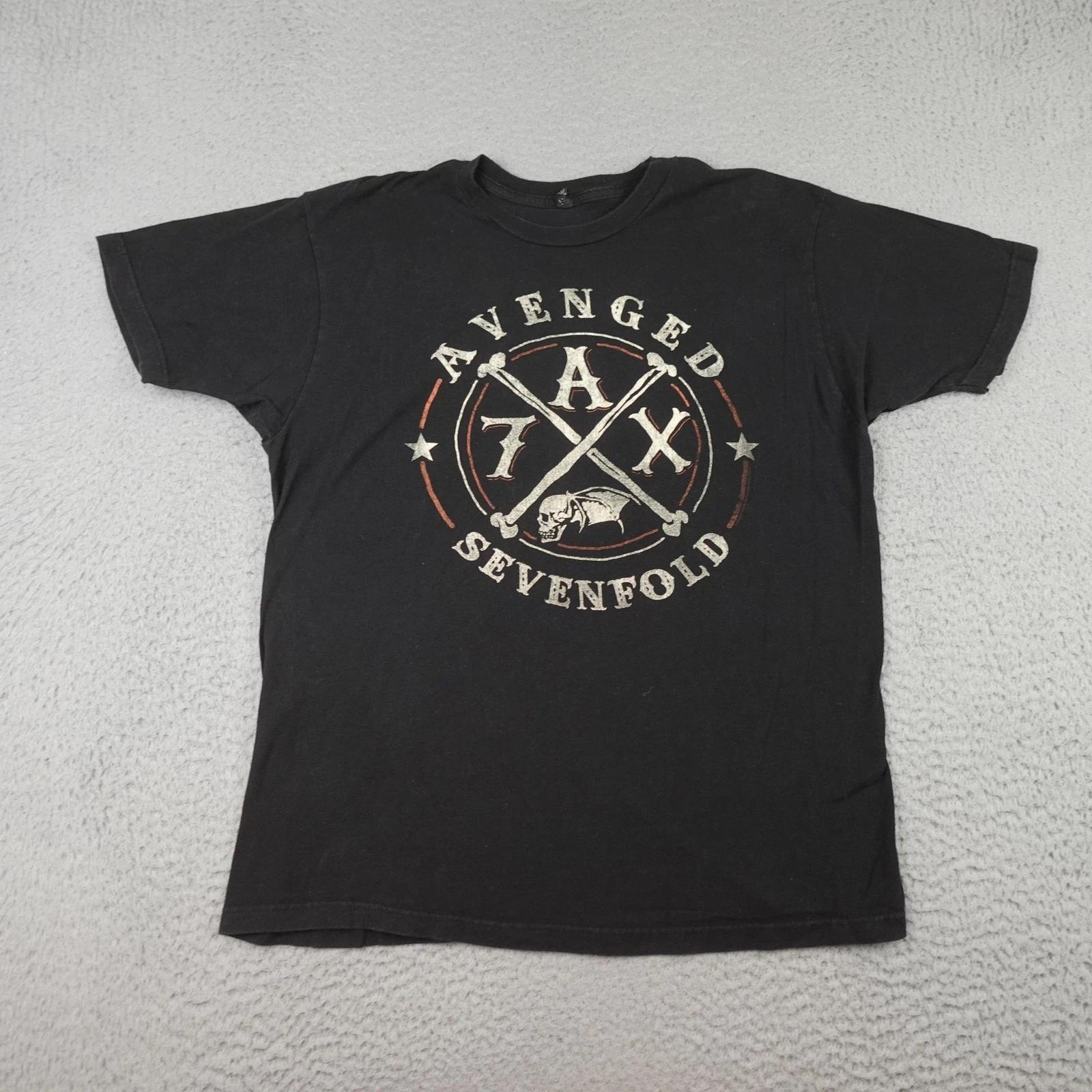 Avenged Sevenfold Shirt Mens XL Black 2014 Tour Shepherd of Fire Band Tee Metal L