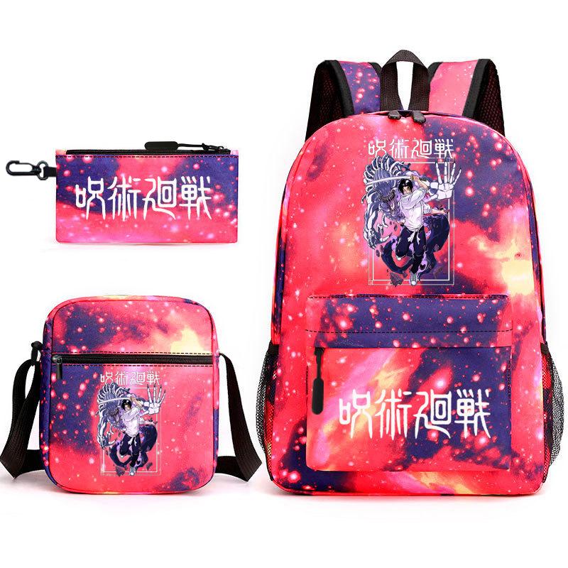 Teen Animation Backpack Elementary School Student Fashion School Bag Three-piece Set