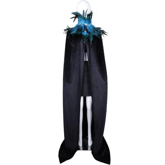 Halloween Shawl Velvet Fabric Demon Angel Costume Cloak Easy Strap Faux Feather Collar Halloween Cosplay Cloak
