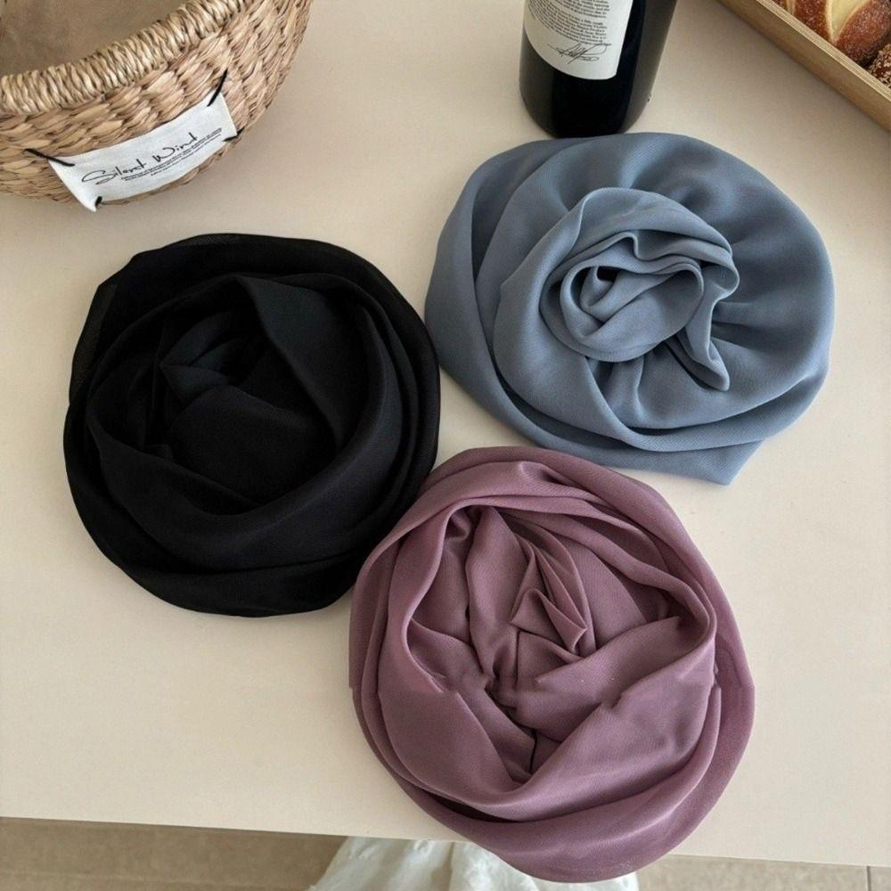 Yellow Chiffon Hairpin French Women Barrette Temperament Rose Flower Hair Clips  Seaside