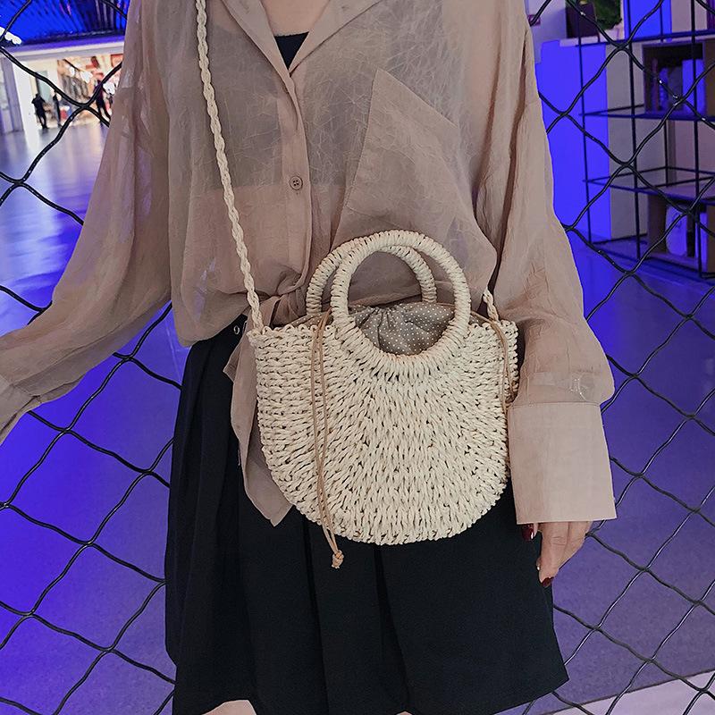 Half-Round Rattan Beach Bag Women Large Capacity Handle Bag Summer Beach Bags Travel Weave Handle Bag Premium Durable