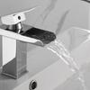 Black Modern Single Hole Waterfall Widespread Vessel Faucet Hot/Cold Mixer Creative Deck Bathroom Basin Vanity for Laundry Room