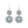 Ethnic Vintage Blue Beads Waterdrop Round Earrings for Women Boho Creative Geometric Silver Color Dangle Earrings Jhumka Jewelry