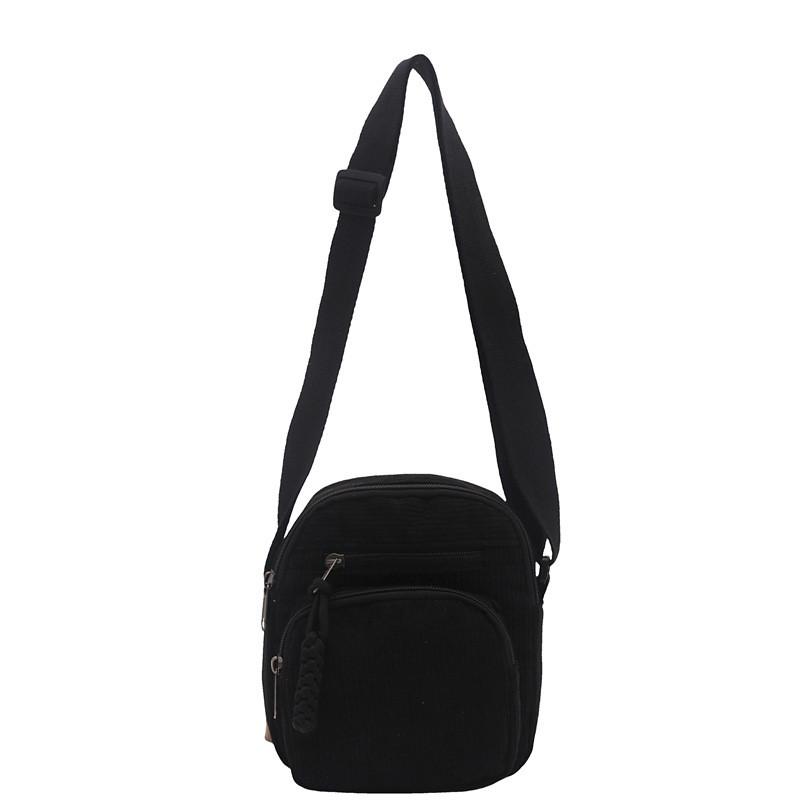 Small Female Corduroy Shoulder Bag With Interior Phone Pocket For Casual Outings