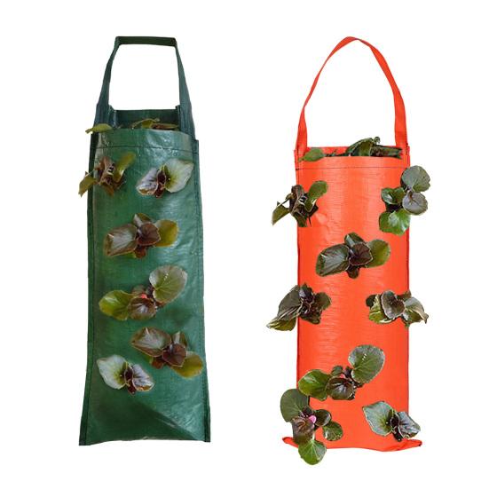 Hanging Strawberry Grow Bag Upside Down Strawberry Planter Reusable Breathable Plant Grow Bag with 4 6 8 10 Planting Holes for Vegetables And
