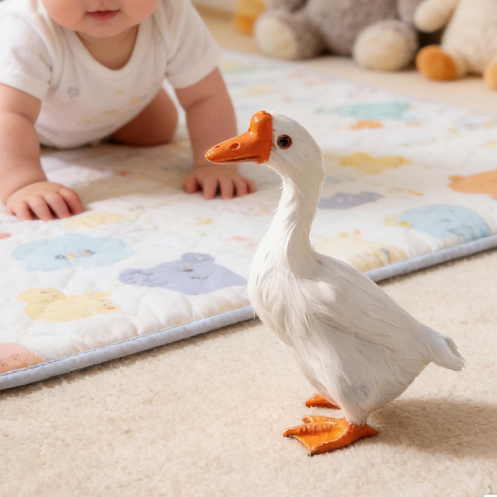 Статуя гуся из искусственных перьев, скульптура птицы, фигурка имитации животного для патио 15cmx20cm