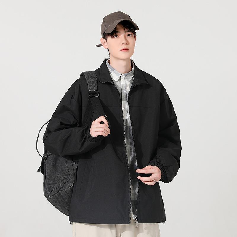 Autumn three-proof outdoor jacket men's trend contrasting color loose stand-up collar jacket casual sports men's top