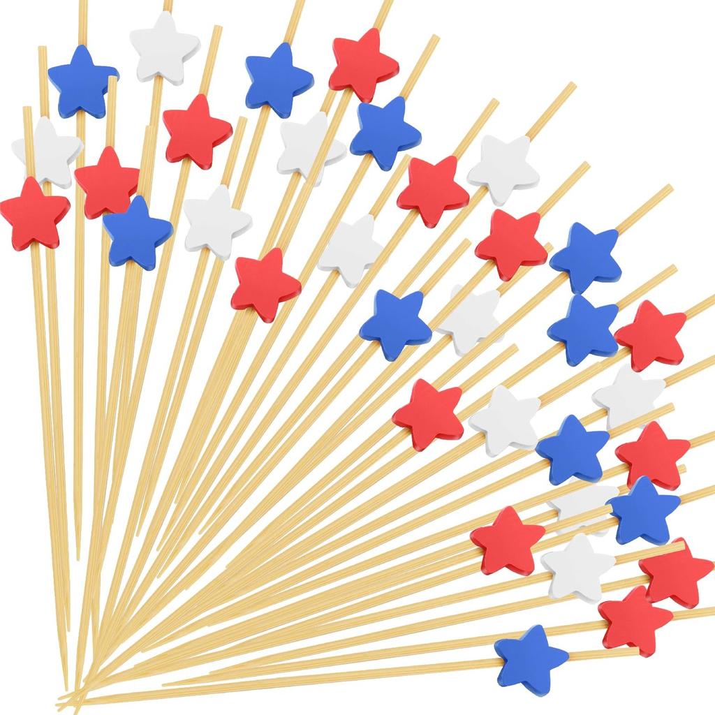 American Flag Colors Blue White Red Five-pointed Star Pick Five-pointed Star Fruit Pick Cocktail Pick
