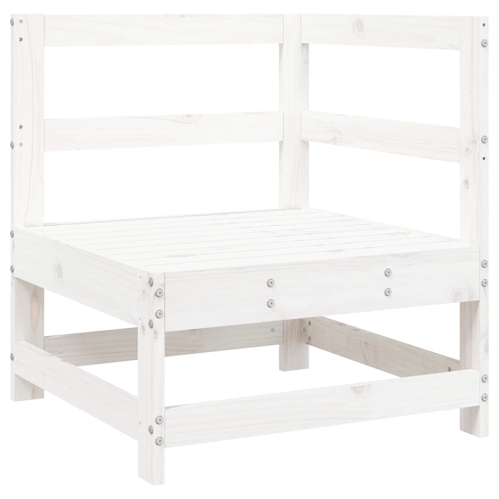 L Shaped Sofa with Cushions White Solid Pine Wood