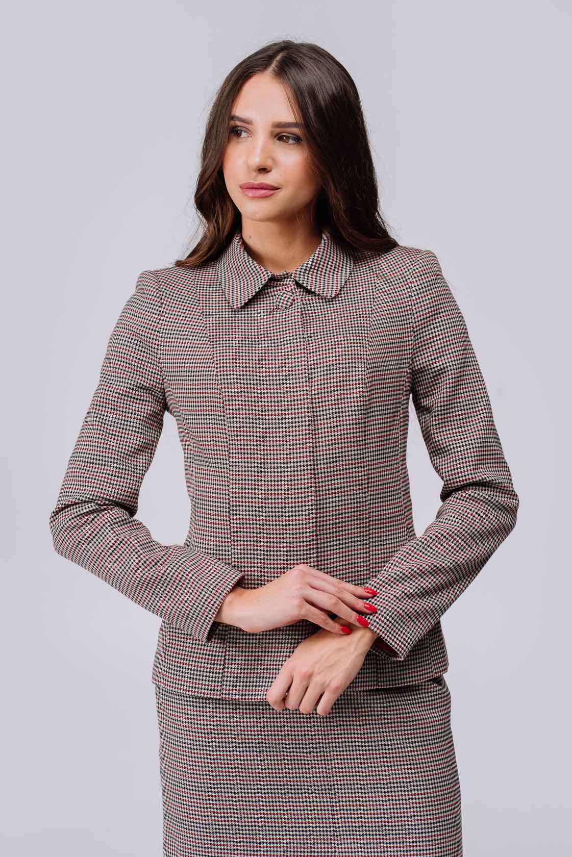 

Приталений закритий піджак з підкладкою та довгим рукавом 38 бежевий/midnight синього кольору