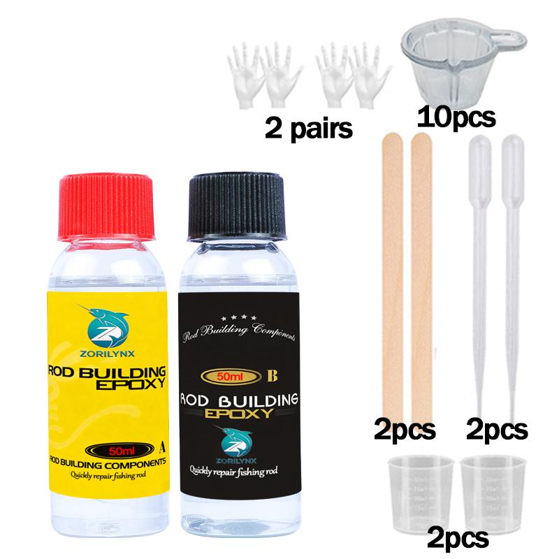 Rod Building Epoxy Set, A&B Glue for Fishing Pole Repair, Waterproof Adhesive for Guide Eye Binding Tool ZORILYNX