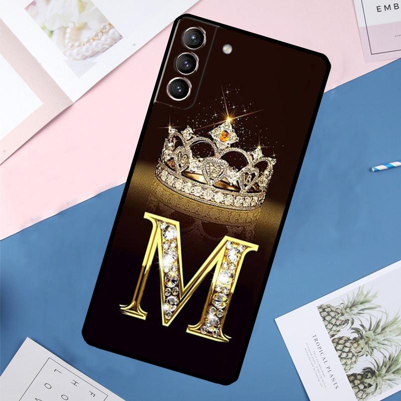 Letter Monogram Gold Marble Case For Samsung Galaxy S24 Ultra S21 S22 S23 S25 Ultra S9 S10 Plus S20 FE S23 FE Back Cover