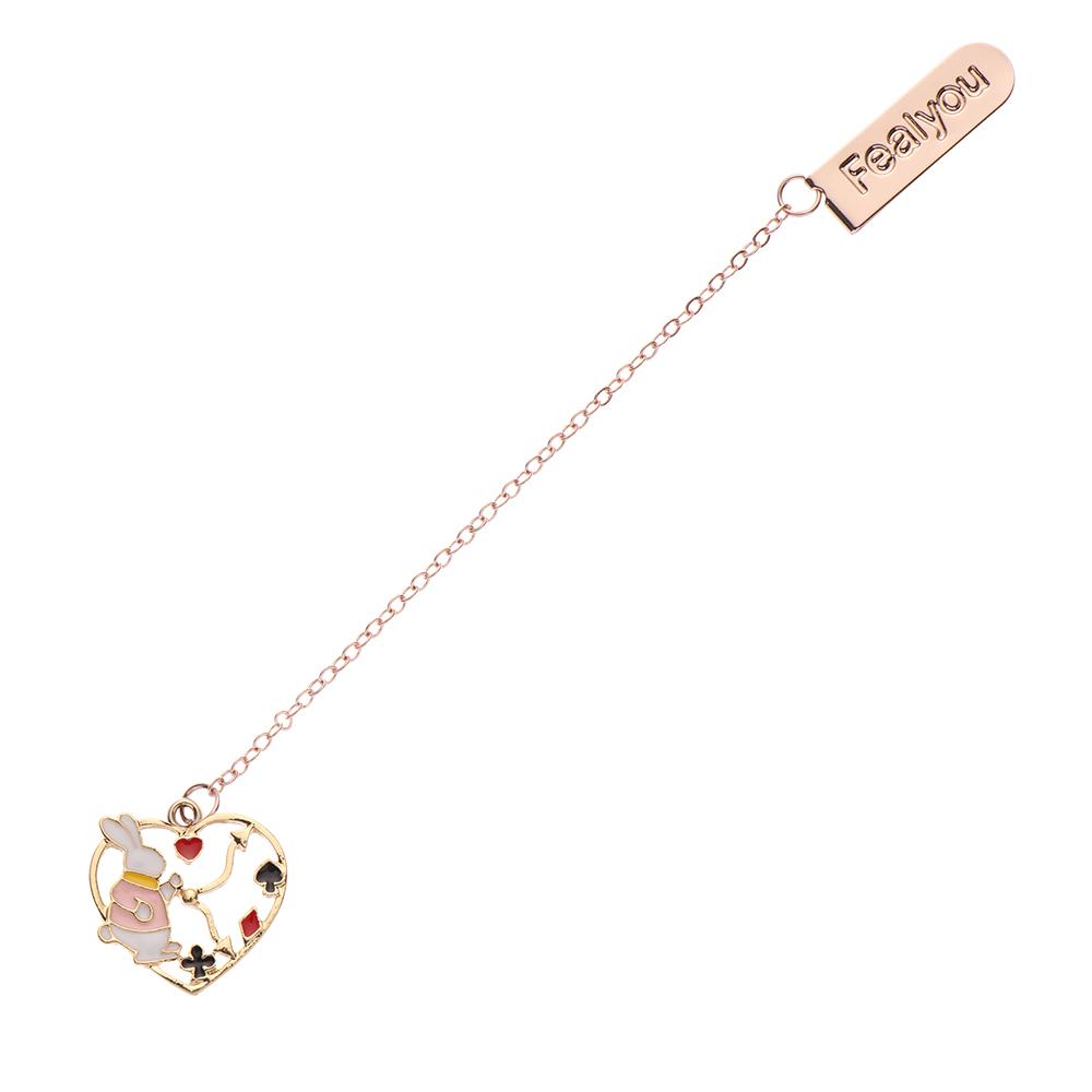 

Creative Cartoon Metal Pendant Bookmark Pagination Book Clip Mark Peach Cute Heart Pendant School Office Supplies Stationery