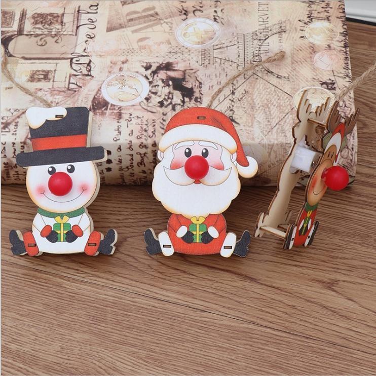 Commodity Christmas Ornaments Christmas Wooden Luminous Pendant Children's Gifts Christmas Tree Pendant