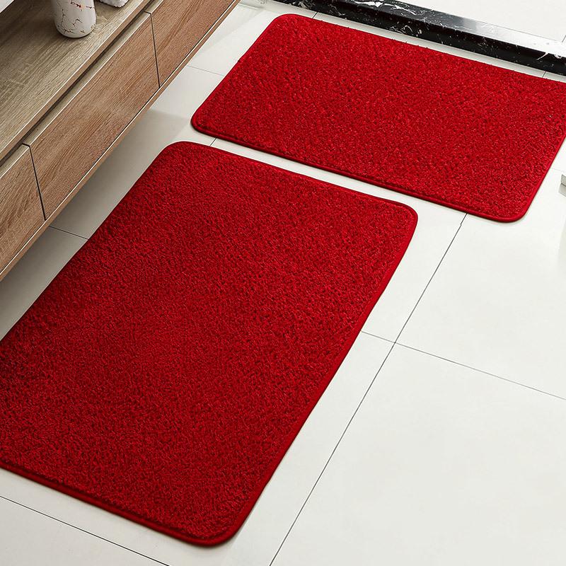 Hot-Selling Solid Color Imitation Cashmere Floor Mat Bathroom Door Mat Bathroom Absorbent Foot Mat Two-Piece Set