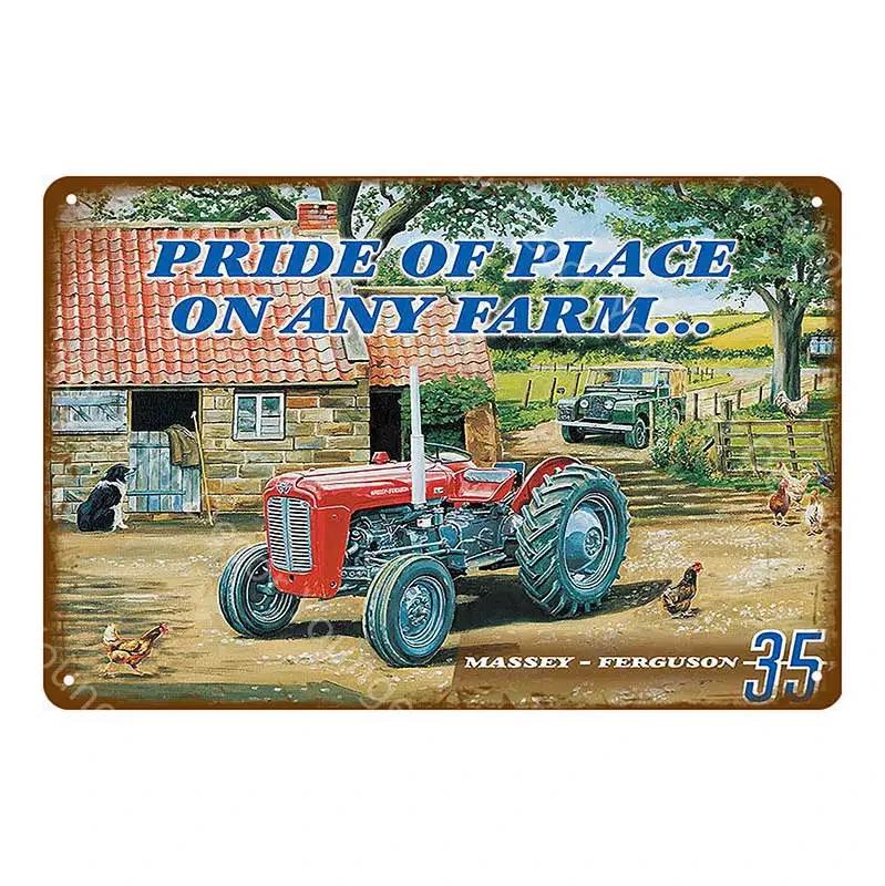 Vintage Farm Tractor Metal Signage Tin Signage Metal Vintage Farmhouse Courtyard Wall Art Decoration Mural Aesthetics Gift