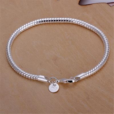 Jewelry Snake Bone Plated 925 Silver Fashion Solid Round Snake Bracelet Bracelet