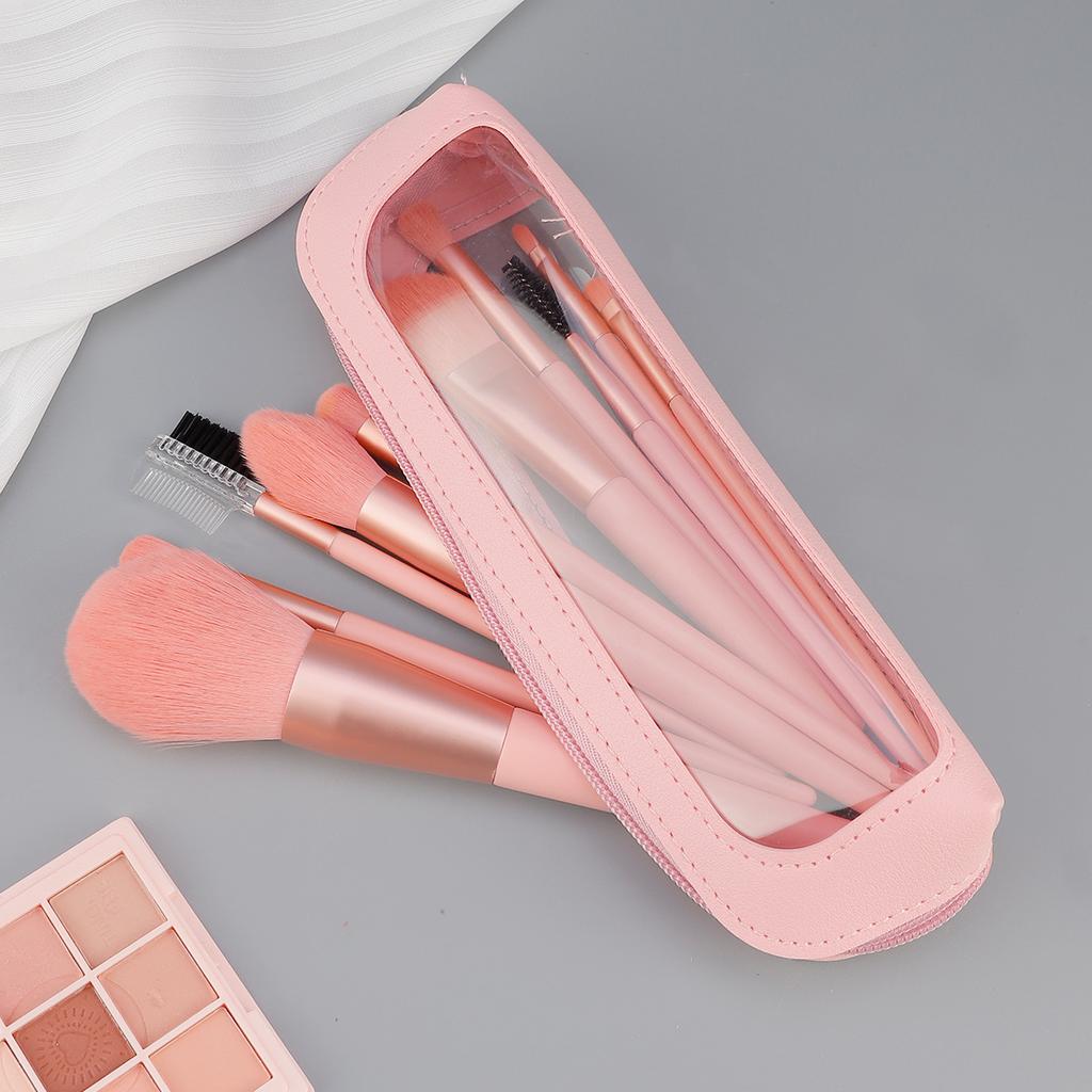 10 Pink Makeup Brushes with Cover Brushes Portable Soft Foundation Brushes Loose Powder Brushes Eyeshadow Brushes Makeup Tools