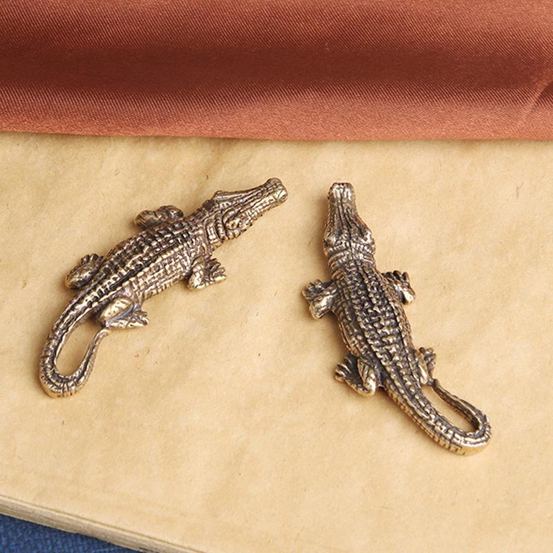 Pure Copper Crocodile Figurines Miniatures Vintage Bronze Animal Statue Desktop