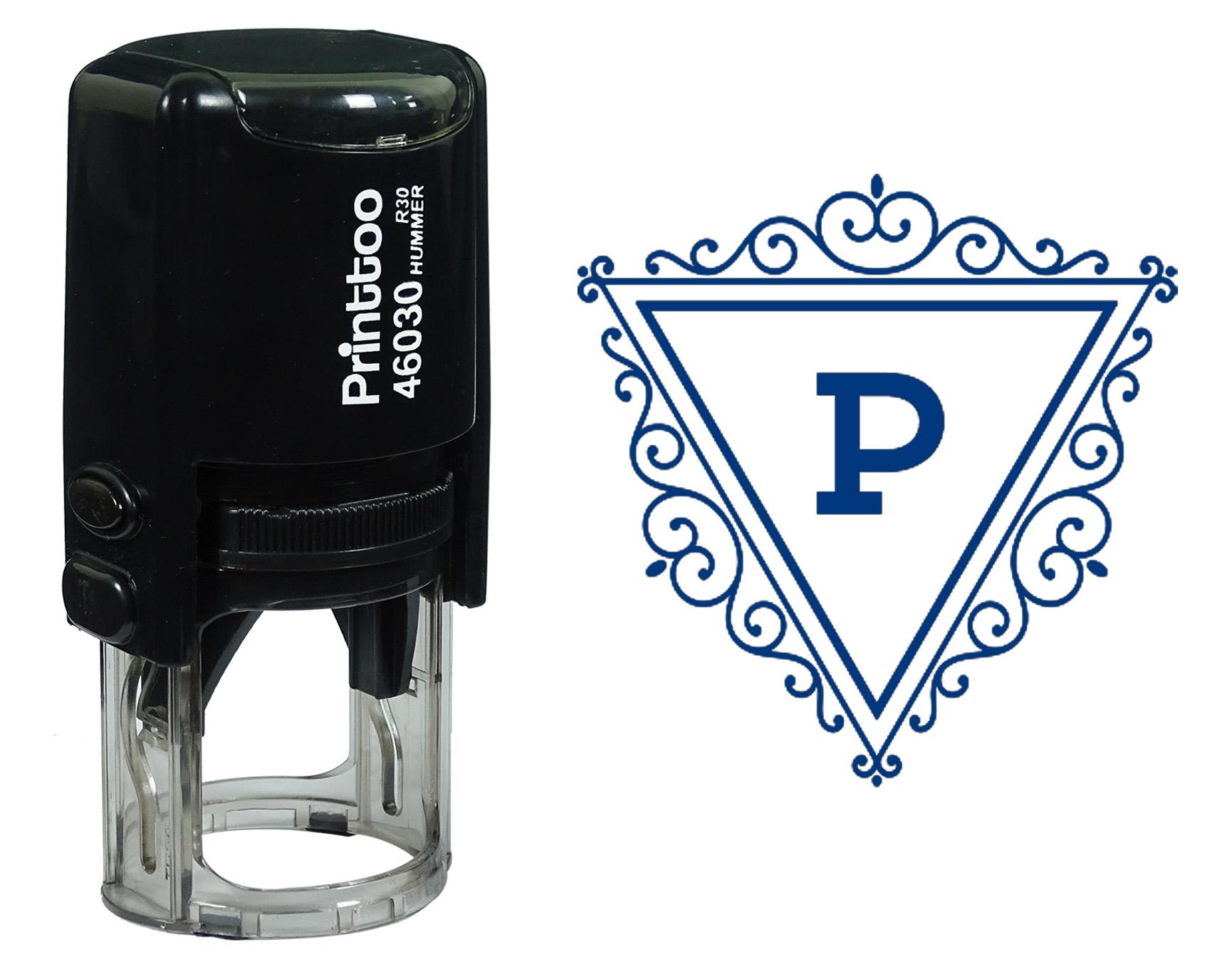 

Printtoo P Alphabet Swirl Border Triangle Monogram Initial Self Inking Rubber Stamp Office 30 mm Diameter (Approx) синій