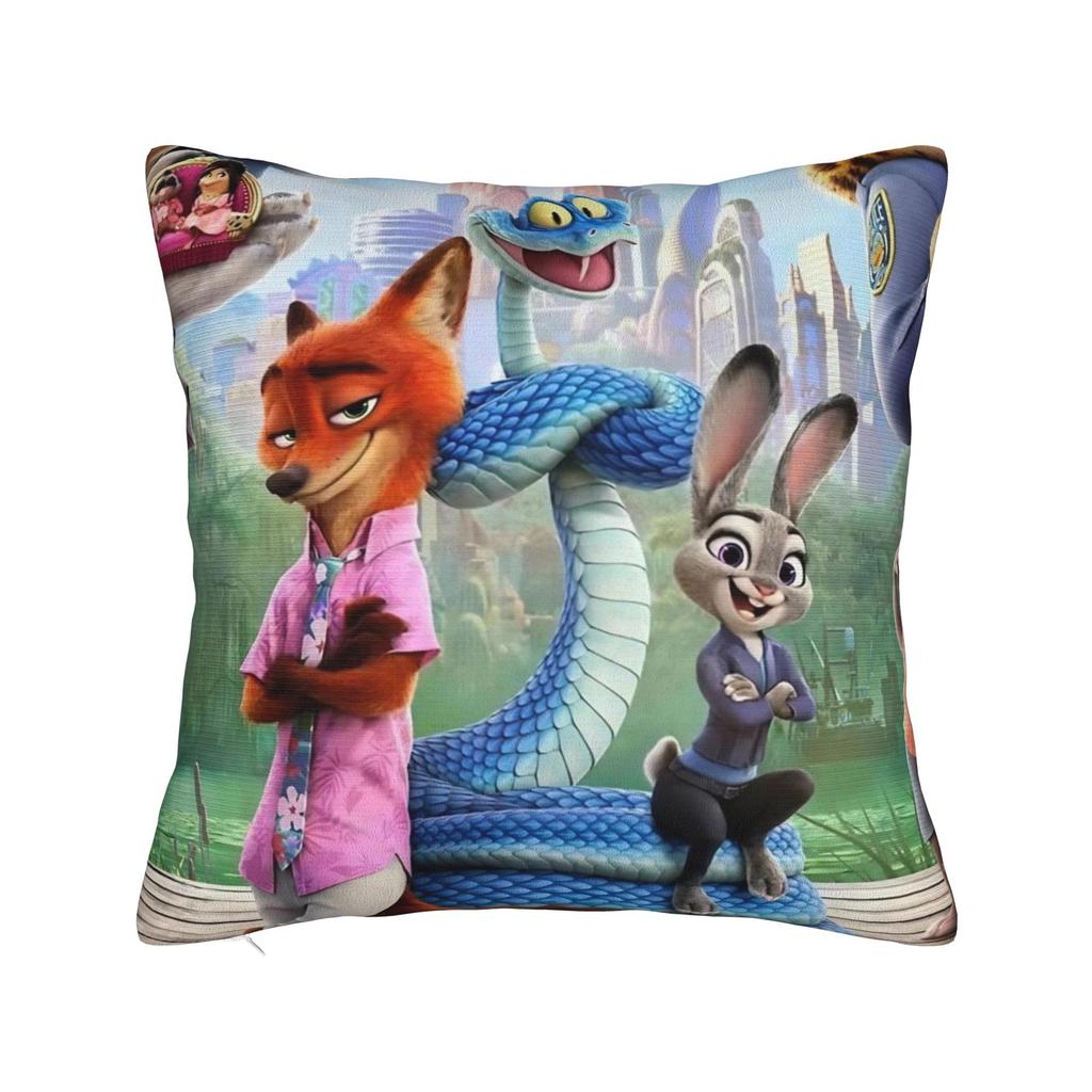 Gary Judy Nick Quadratische Kissenbezüge Zootopia Film Kissenbezüge Modischer Dekorativer Kissenbezug mit Reißverschluss für das Bett 18"