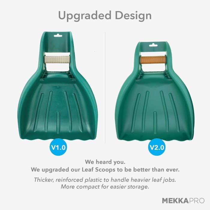 Ramasse feuilles - mekkapro - v2.0 - poignées confortables - plastique renforcé - rangement facile