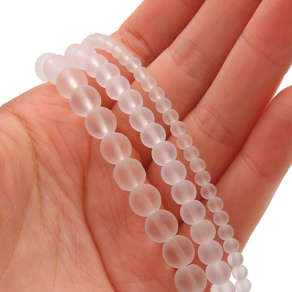 4/6/8/10 mm glänsande genomskinliga glaspärlor Frosting glas lösa pärlor för smycken dekoration göra DIY hårstick armband halsband örhänge