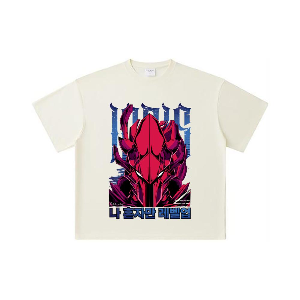260 GSM Double Yarn 32 Count 100% Cotton Solo Leveling V13 Igris Print Unisex Heavy Cotton T Shirt S